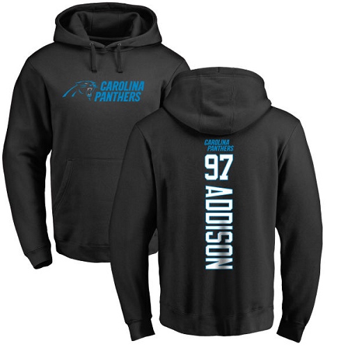 Carolina Panthers Men Black Mario Addison Backer NFL Football #97 Pullover Hoodie Sweatshirts